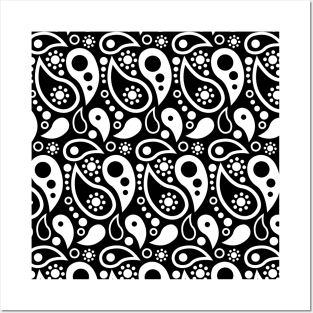 Black and white paisley pattern Posters and Art